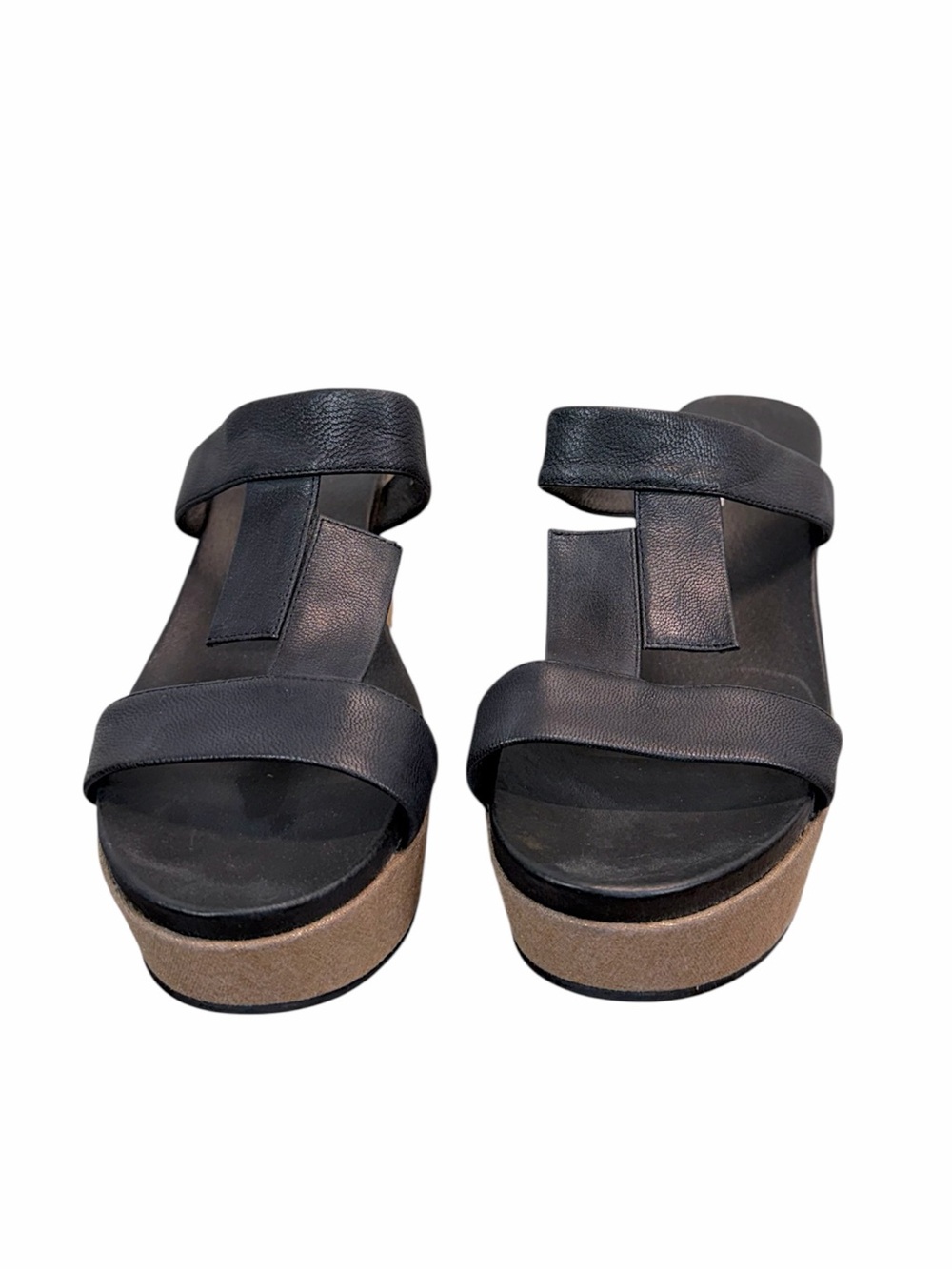 Antelope Black Leather Platform Wedge Sandals Boho Chic Comfort Slides Size 8.5 - Picture 6 of 10